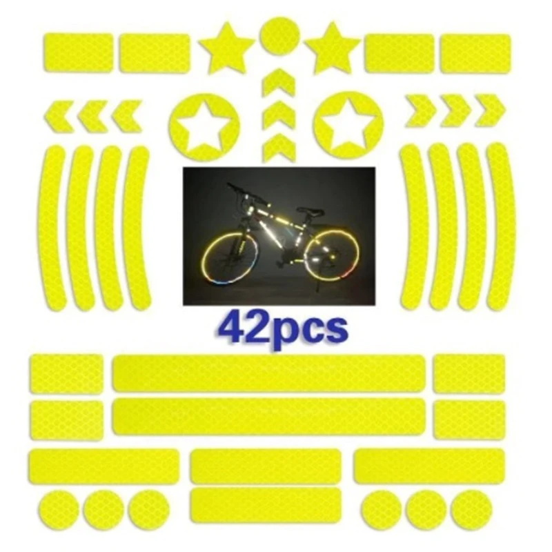 Autocollant Réfléchissant Pour Cadre Et Roue De Vélo, 42 Pièces 3 Autocollant Réfléchissant Pour Cadre Et Roue De Vélo, 42 Pièces