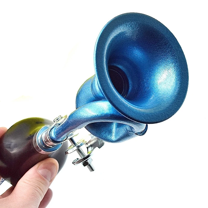 Avertisseur Sonore De Vélo Poire En Forme De Trompette - Bleu Martelé 4 Avertisseur Sonore De Vélo Poire En Forme De Trompette - Bleu Martelé – Image 2