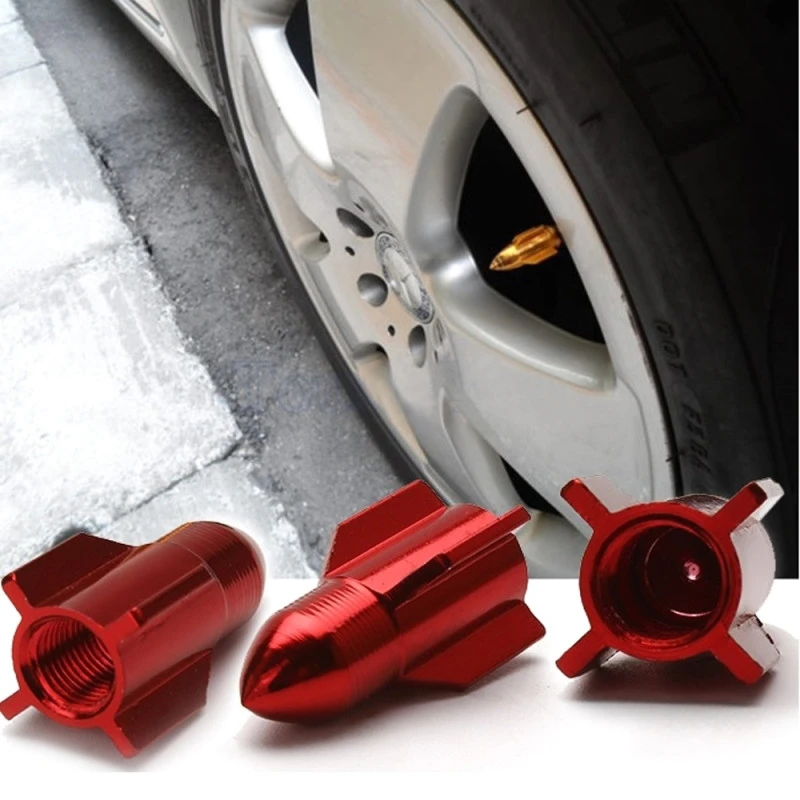 Bouchon De Valve Missile Rouge En Aluminium - Par 4 4 Bouchon De Valve Missile Rouge En Aluminium - Par 4 – Image 2