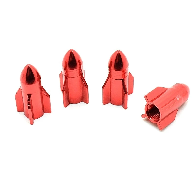 Bouchon De Valve Missile Rouge En Aluminium - Par 4 3 Bouchon De Valve Missile Rouge En Aluminium - Par 4