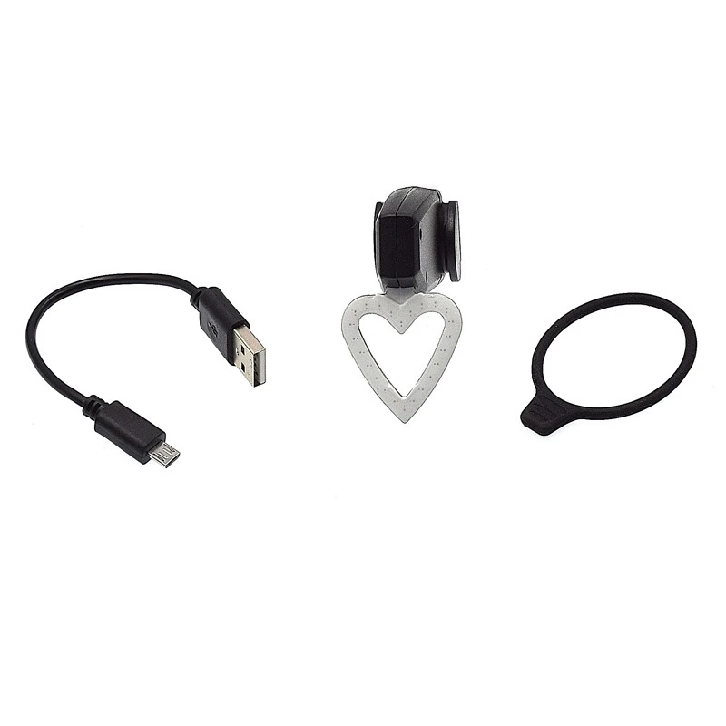 Lampe Arrière Vélo En Forme De Coeur Rechargeable Sur USB 3 Lampe Arrière Vélo En Forme De Coeur Rechargeable Sur USB