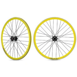 Roue Arriere Fixie Jante Jaune Moyeu Noir